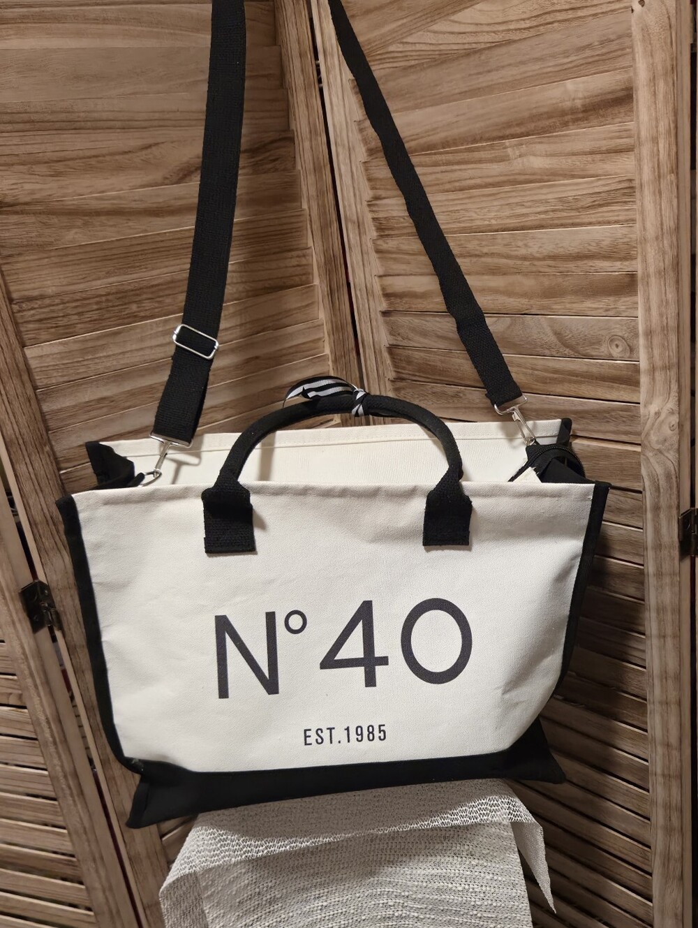 Cream/Black Tote No. 40 Est. 1985 3 Straps